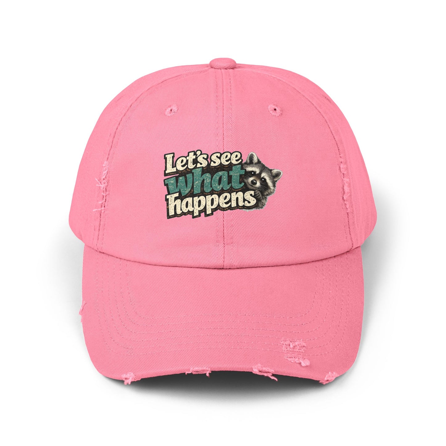 Peek & See Distressed Cap — Raccoon Mom/Dad Funny Dad Hat