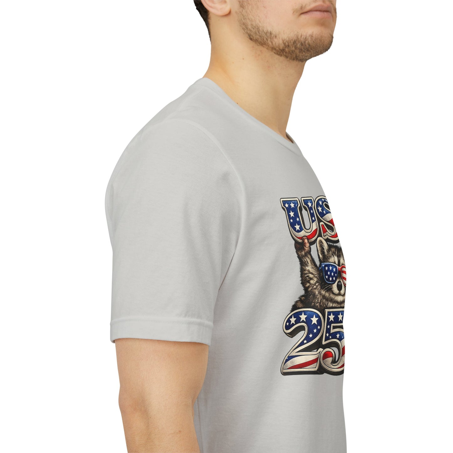 Patriot Raccoon 250th Anniversary T-Shirt — 4th of July Fireworks Flag Tee