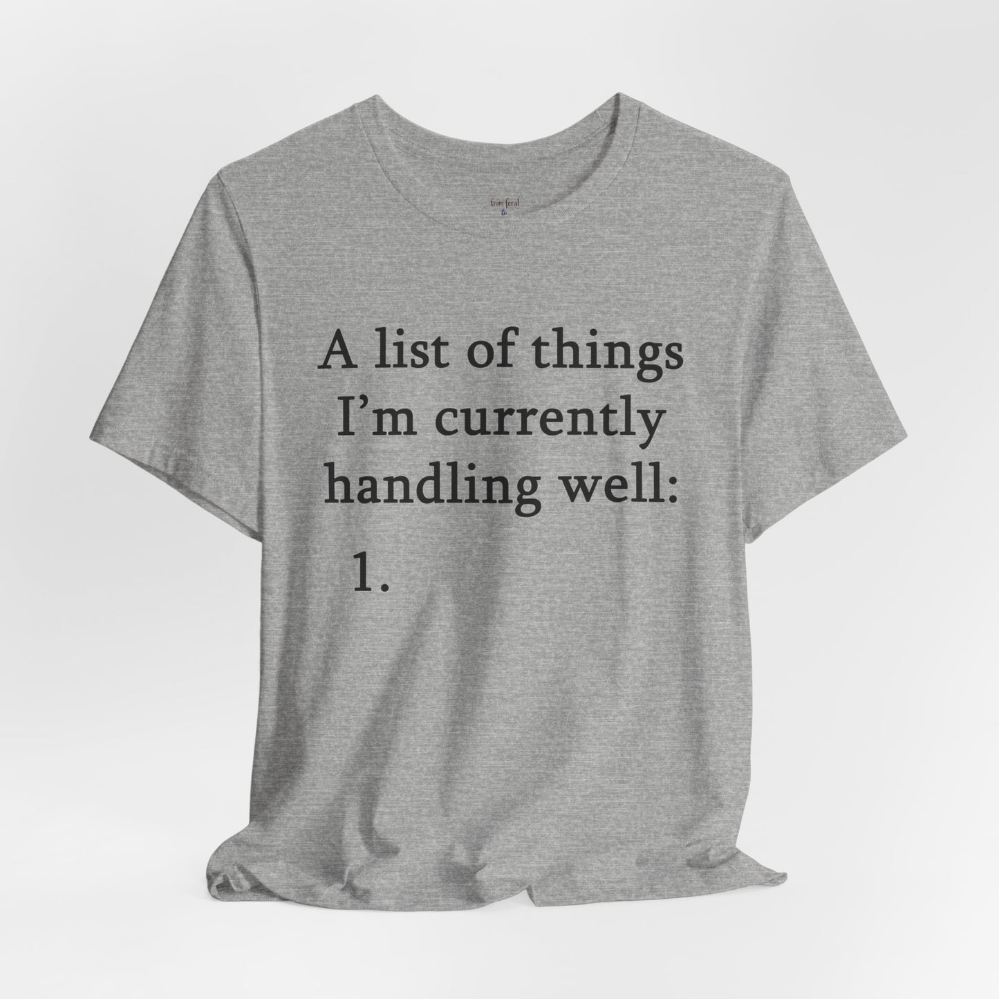 Funny 'A List of Things I'm Currently Handling Well' T-Shirt