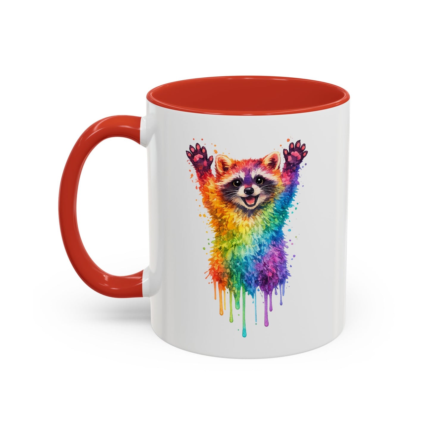 Cheerful Watercolor Raccoon Accent Coffee Mug