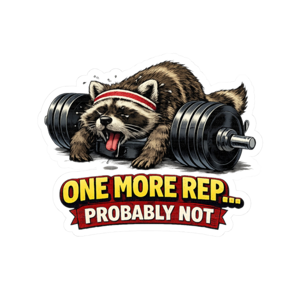 One More Rep Raccoon Stickers