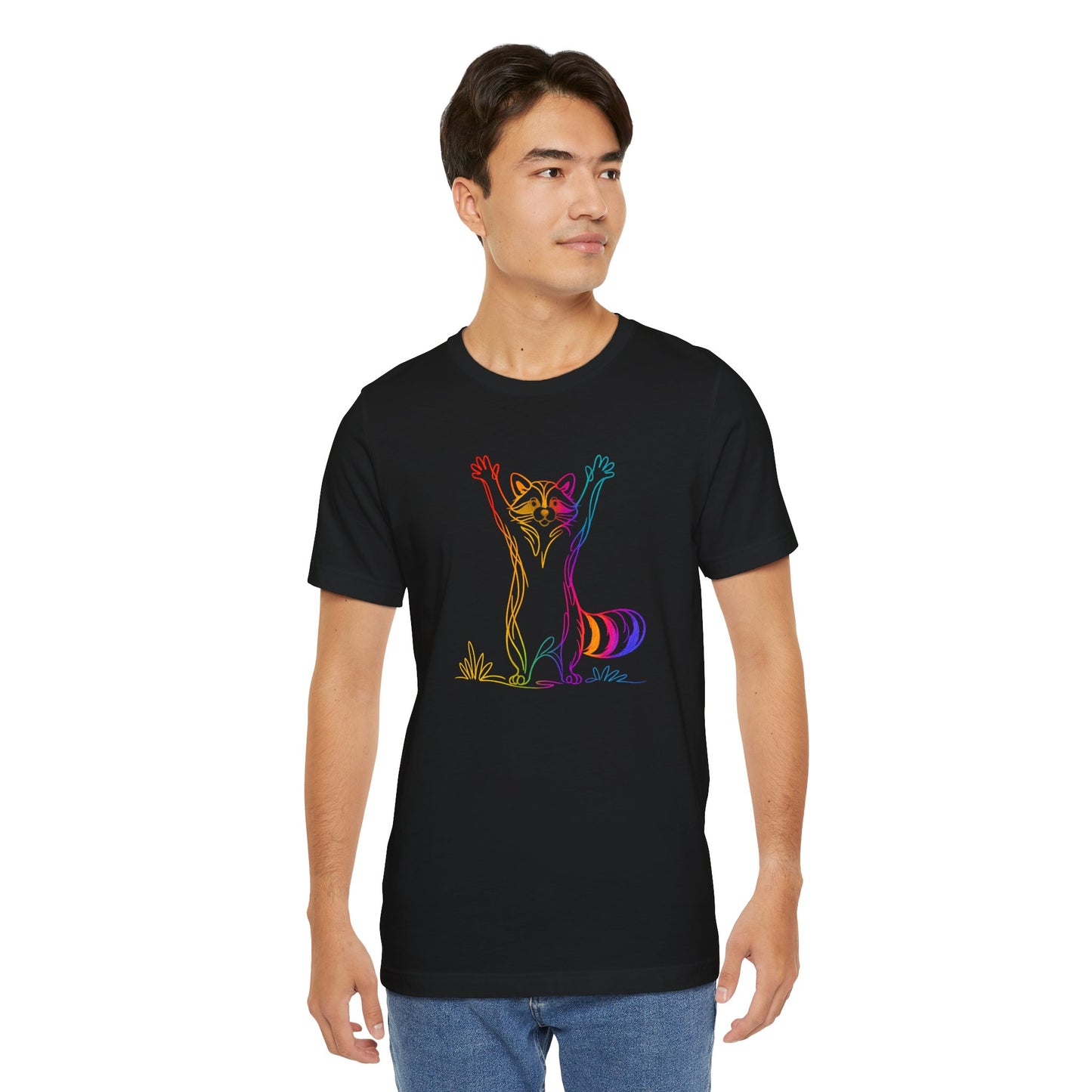Raccoon Tee — Minimal Line Raccoon Scenic Graphic T-Shirt
