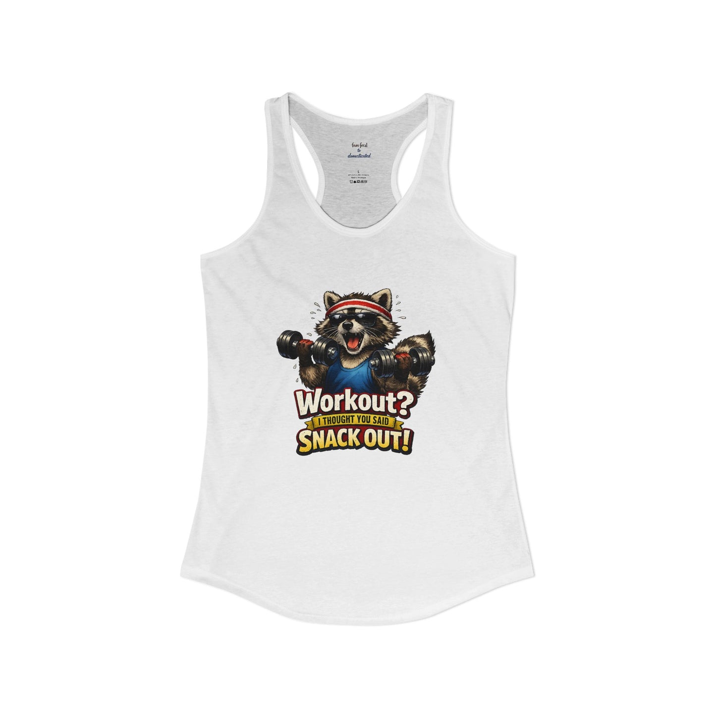 Snack Out Raccoon Racerback Tank
