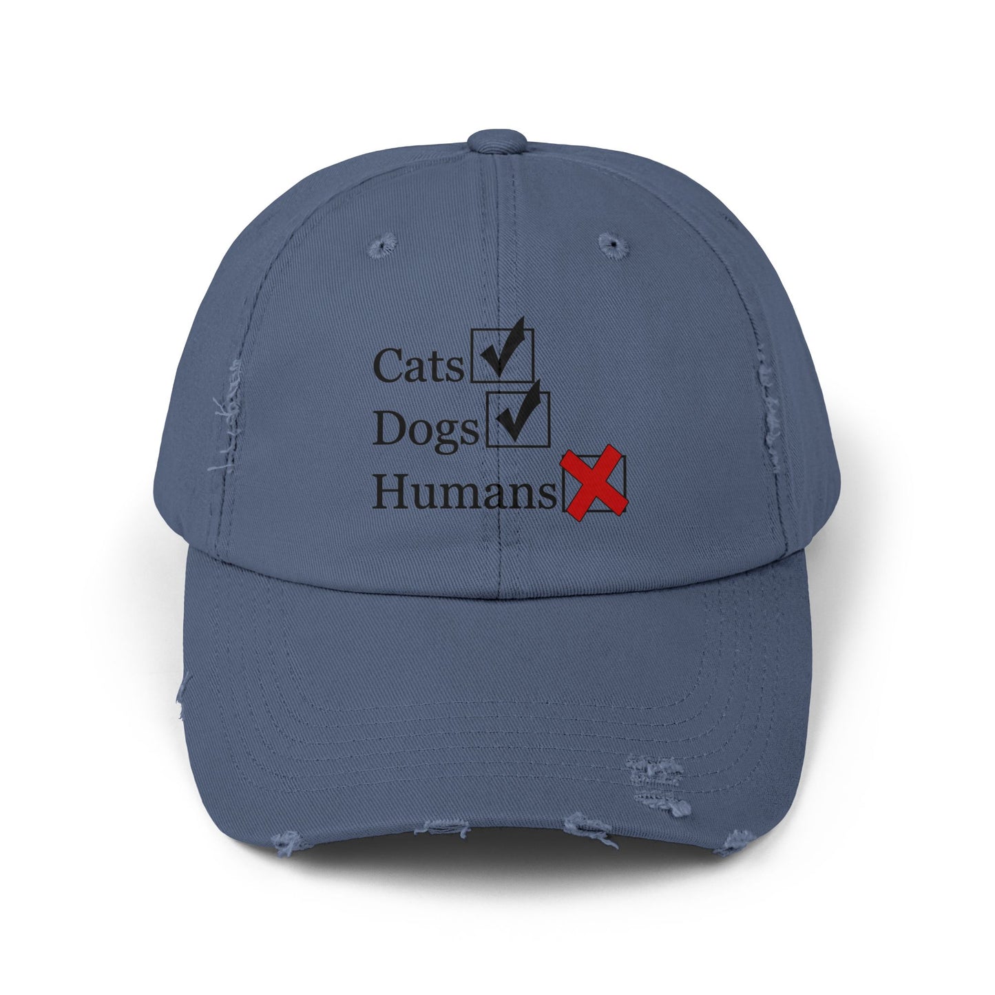"No Humans" Distressed Cap —  Funny Truth Hat