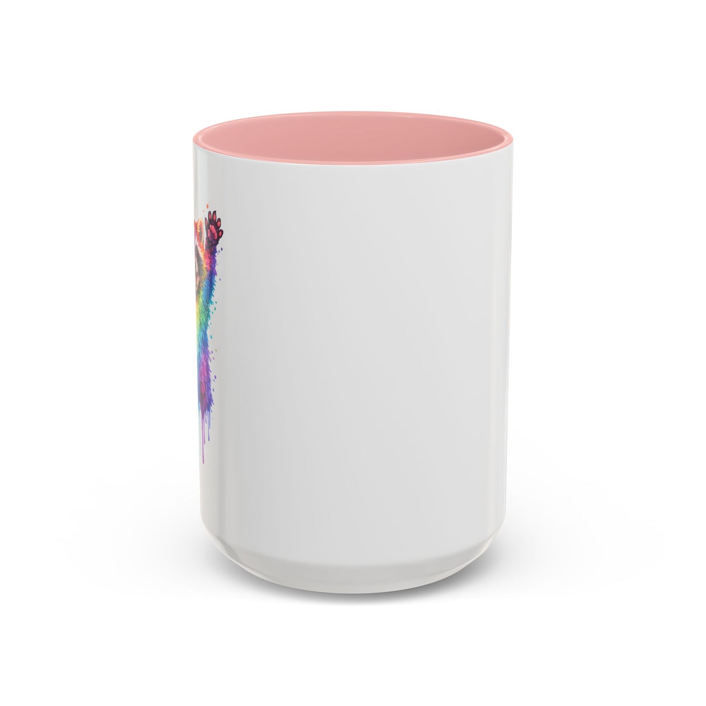 Cheerful Watercolor Raccoon Accent Coffee Mug