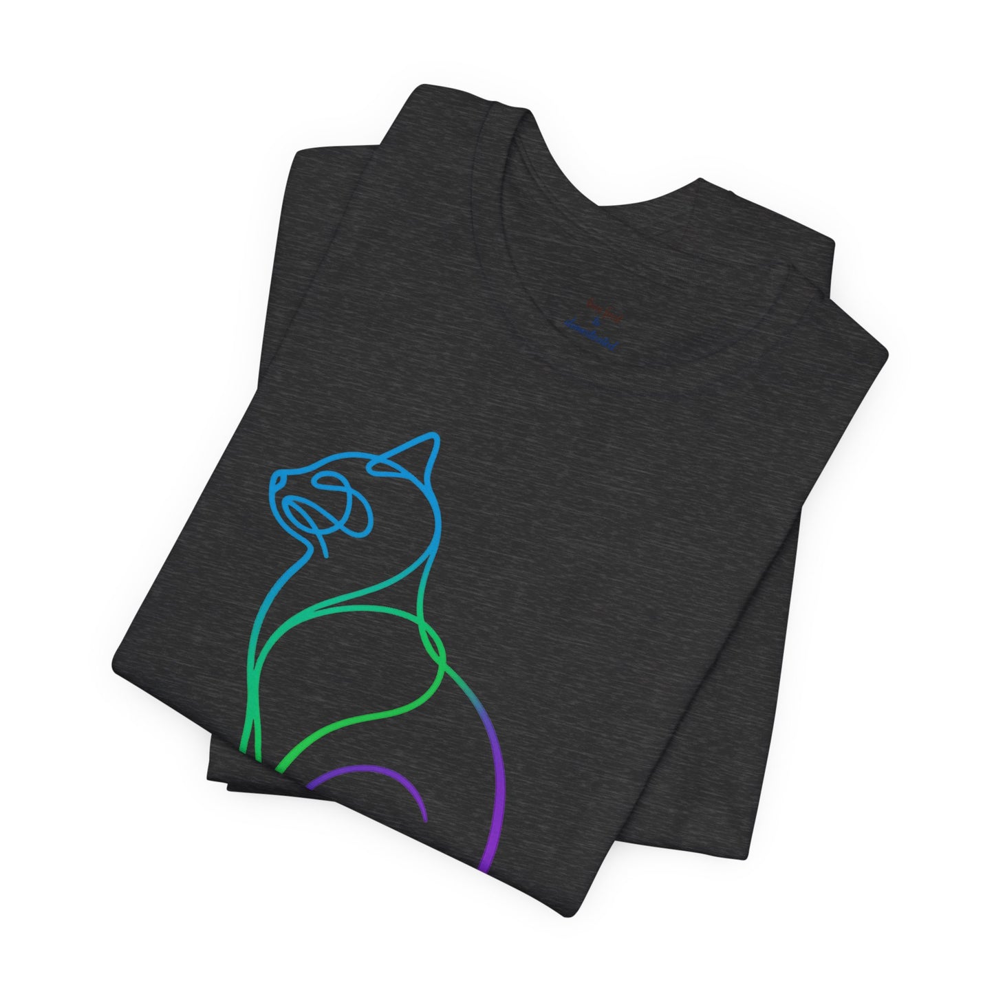 Colorful Line | Work Sitting Cat T-Shirt
