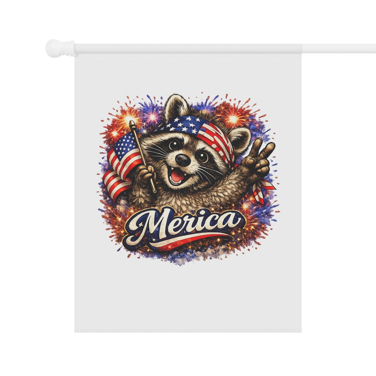 Patriotic Raccoon 250 Garden Flag — 4th of July House Banner