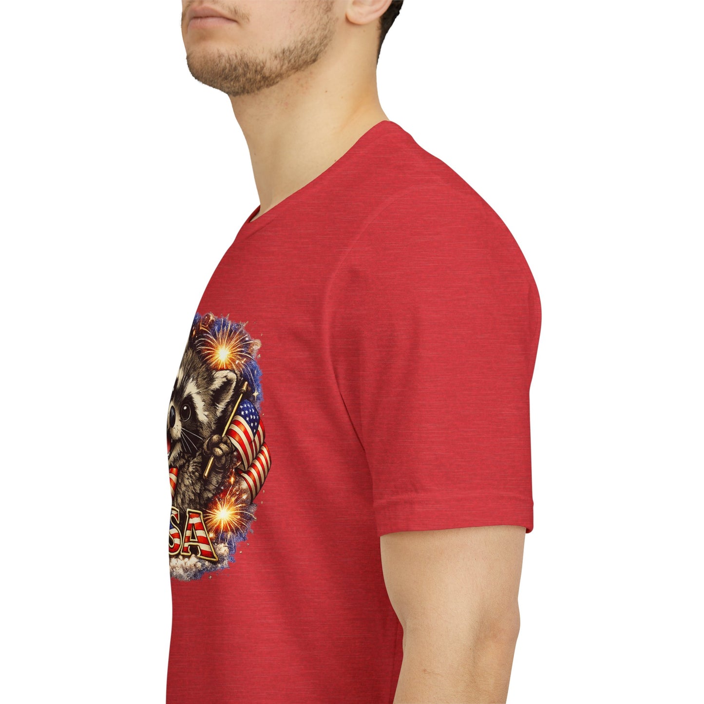Patriot Raccoon 250th Anniversary T-Shirt — 4th of July Fireworks Flag Tee