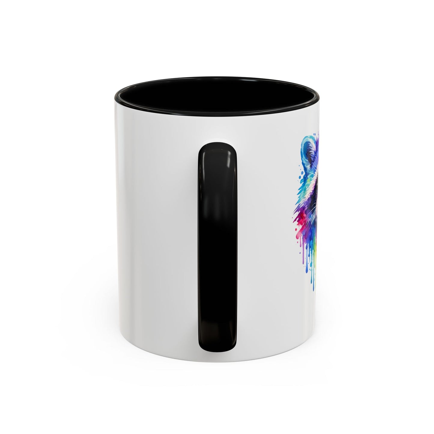 Cheerful Watercolor Raccoon Accent Coffee Mug