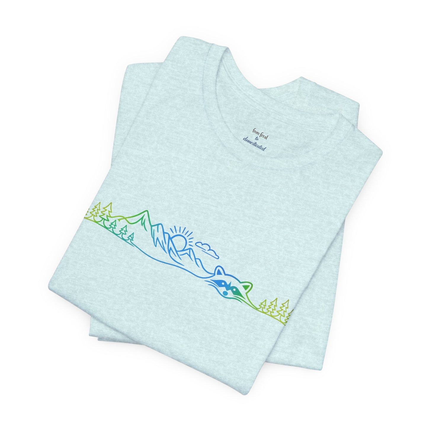 Raccoon Tee — Minimal Line Raccoon Scenic Graphic T-Shirt