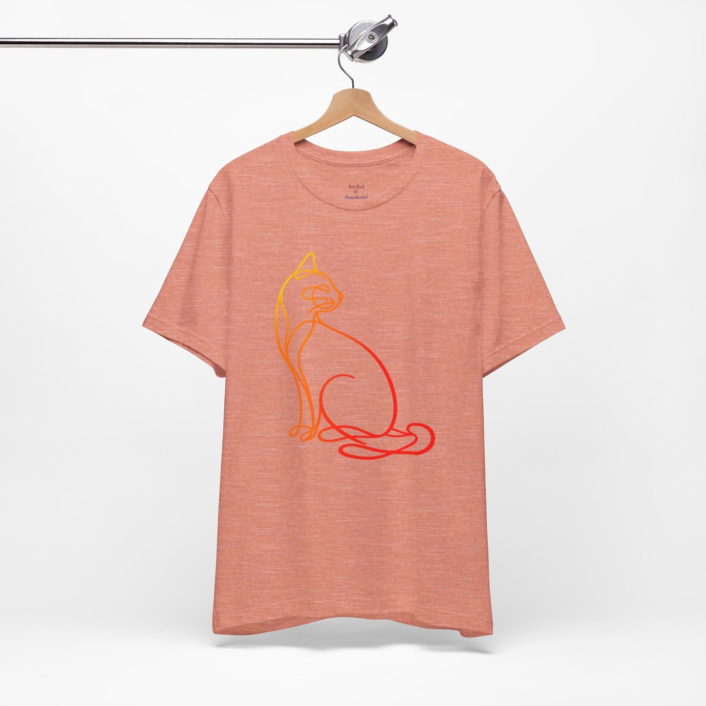 Colorful Line-Work Sitting Cat T-Shirt