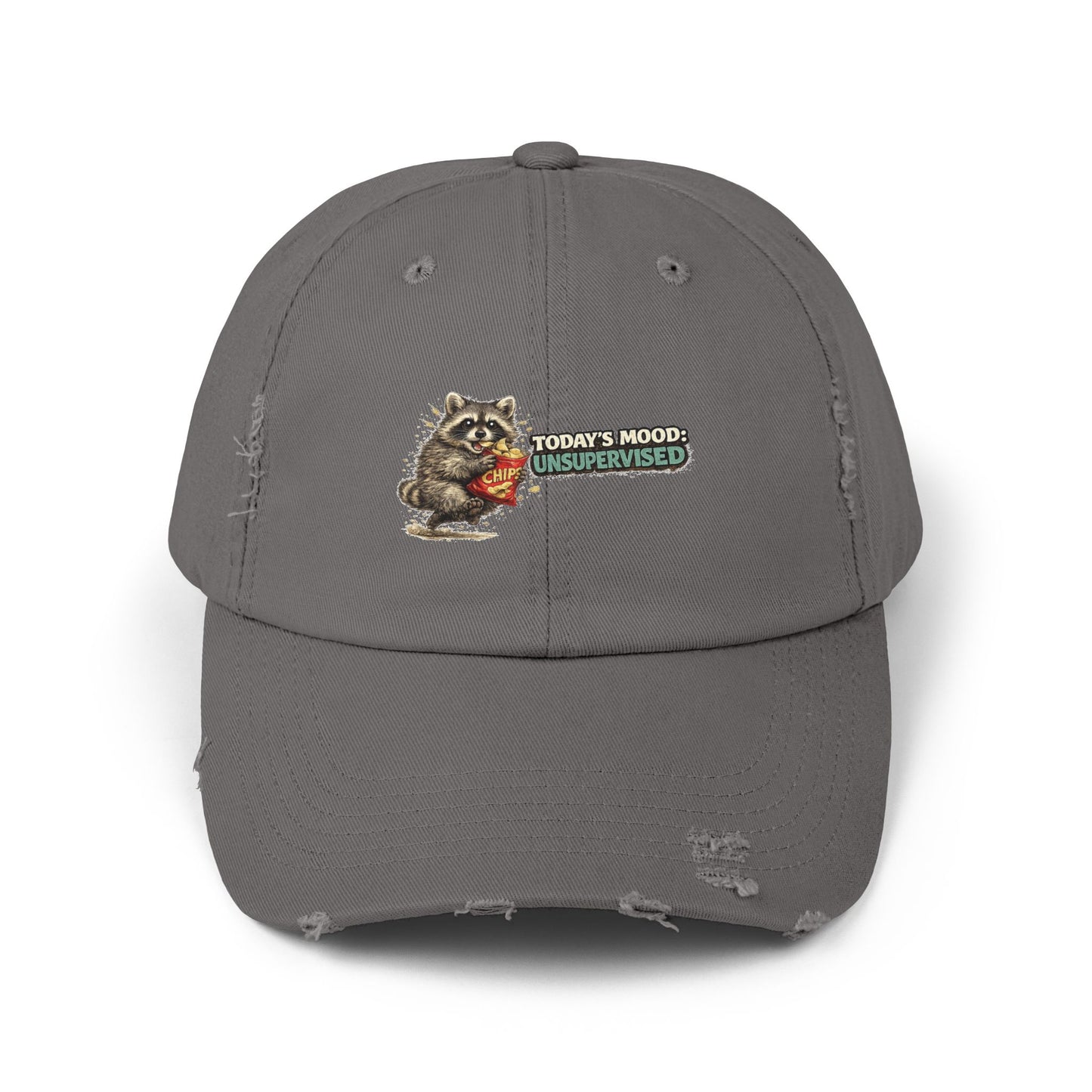 Today's Mood Distressed Cap — Raccoon Mom/Dad Funny Dad Hat