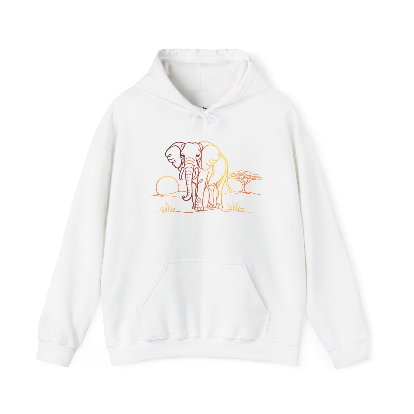 Elephant Sunset Hoodie — Minimal Safari Graphic Hooded Sweatshirt