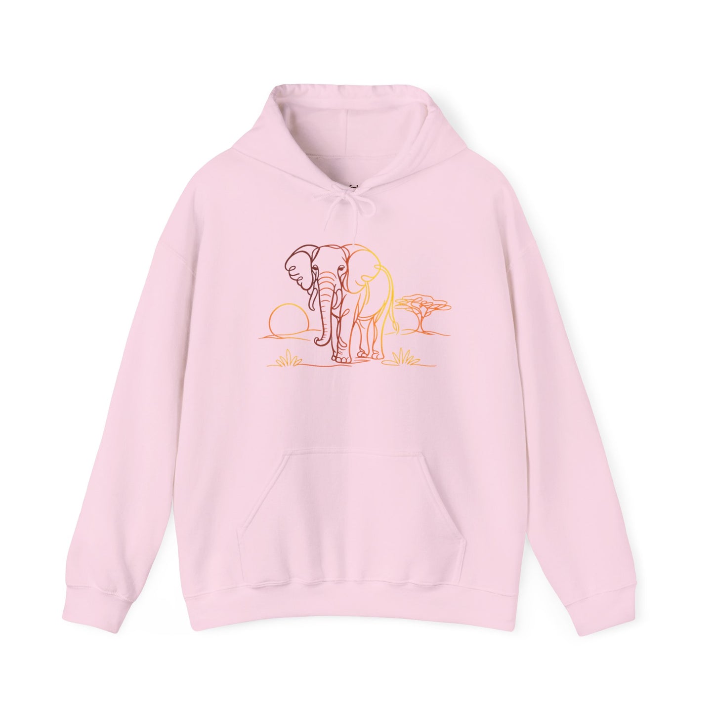 Elephant Sunset Hoodie — Minimal Safari Graphic Hooded Sweatshirt