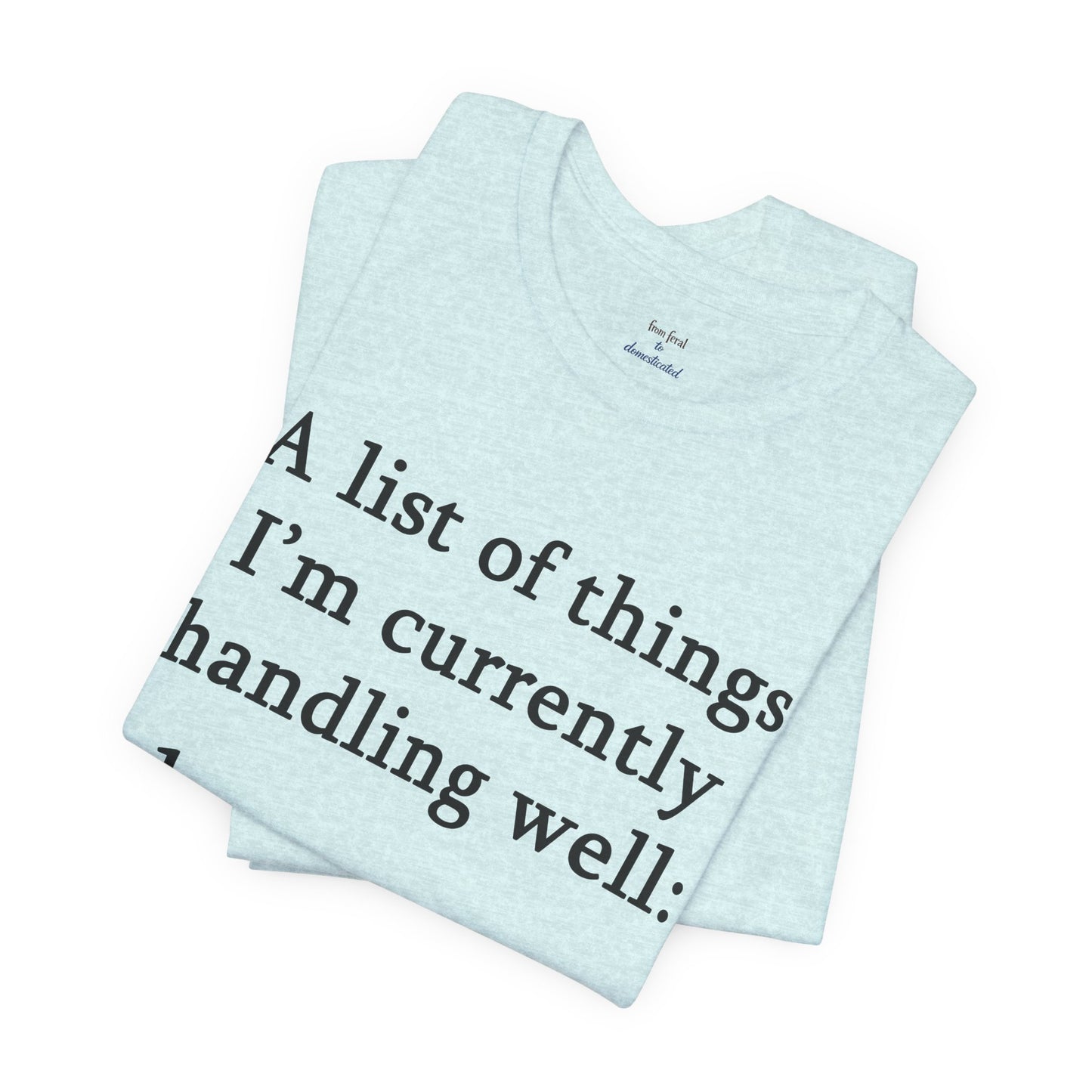 Funny 'A List of Things I'm Currently Handling Well' T-Shirt