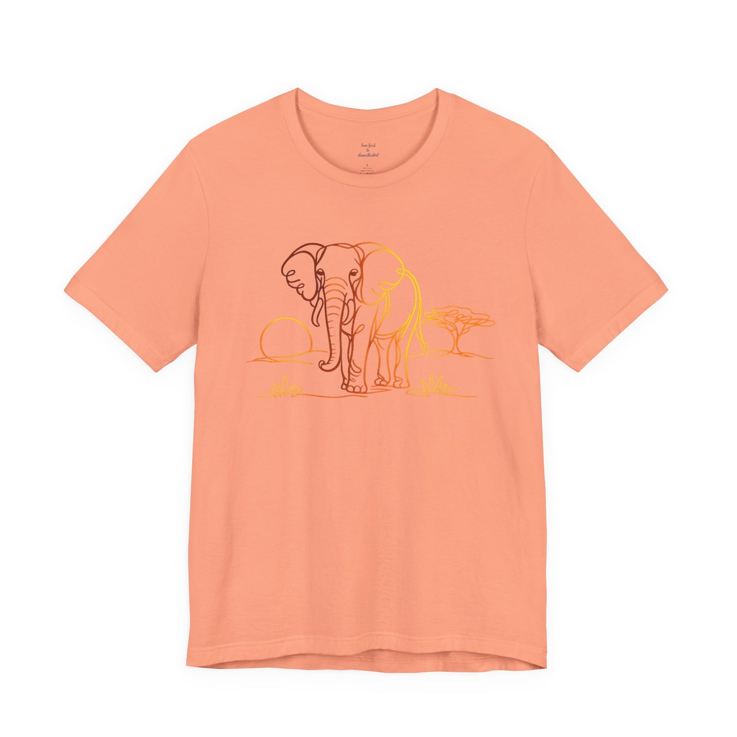 Elephant Sunset Tee — Minimal Line Art Safari T-Shirt