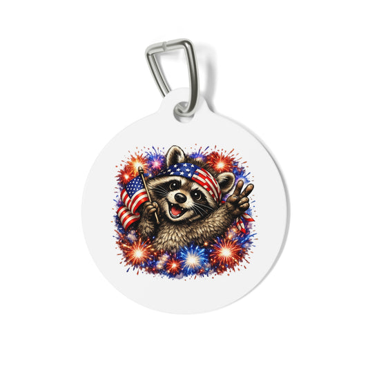 Patriotic Raccoon 4th of July Pet Tag — USA 250 Celebration