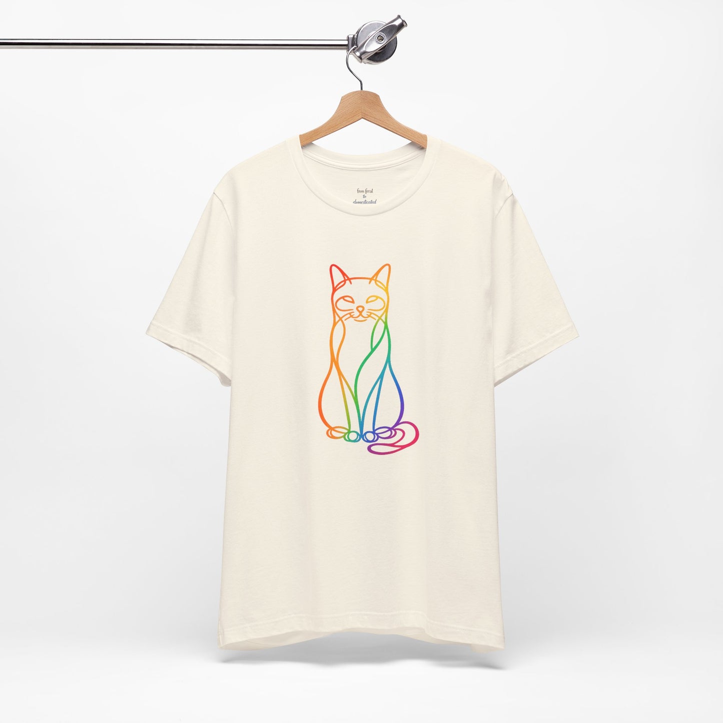 Colorful Line-Work Sitting Cat T-Shirt