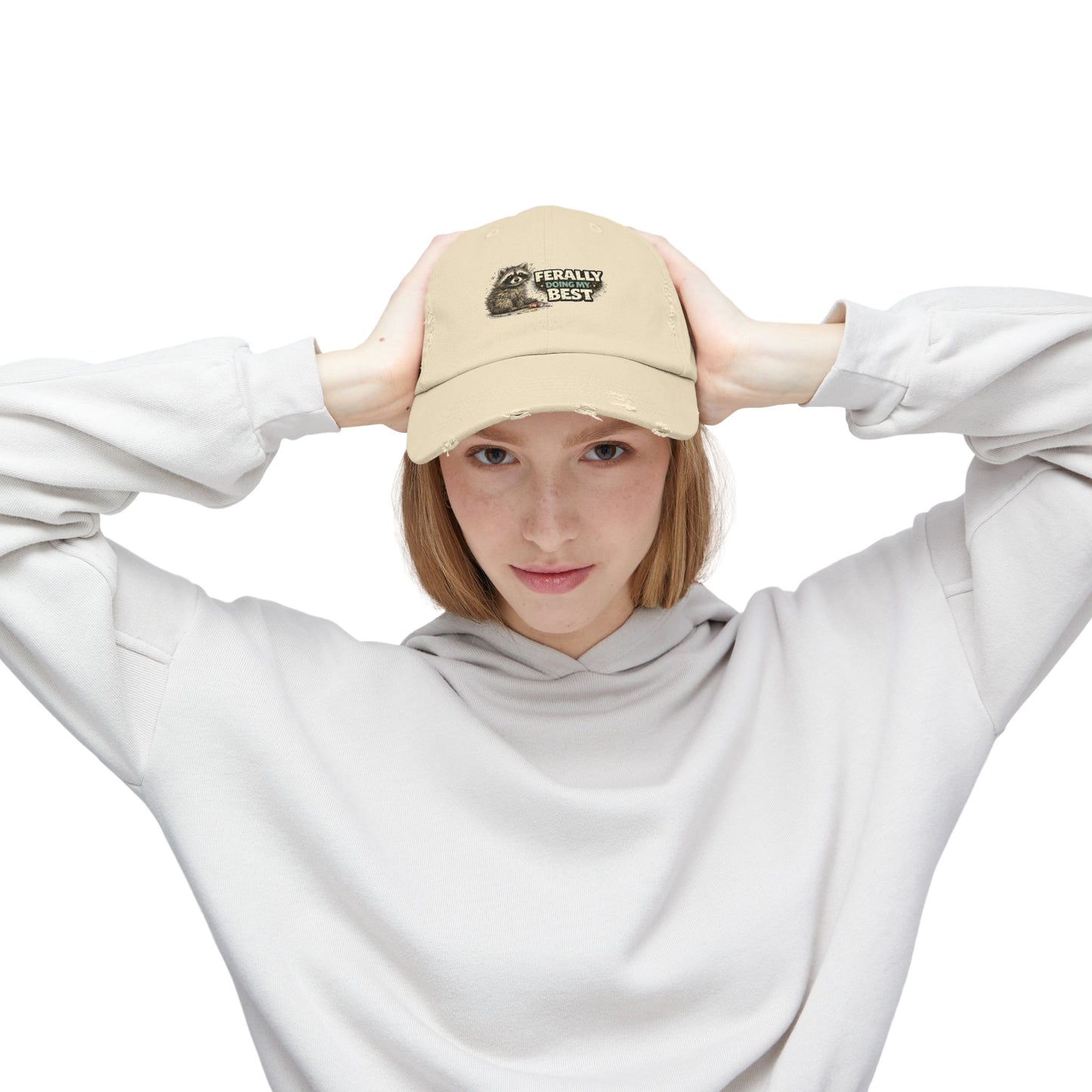 Ferally Distressed Cap — Raccoon Mom/Dad Funny Dad Hat