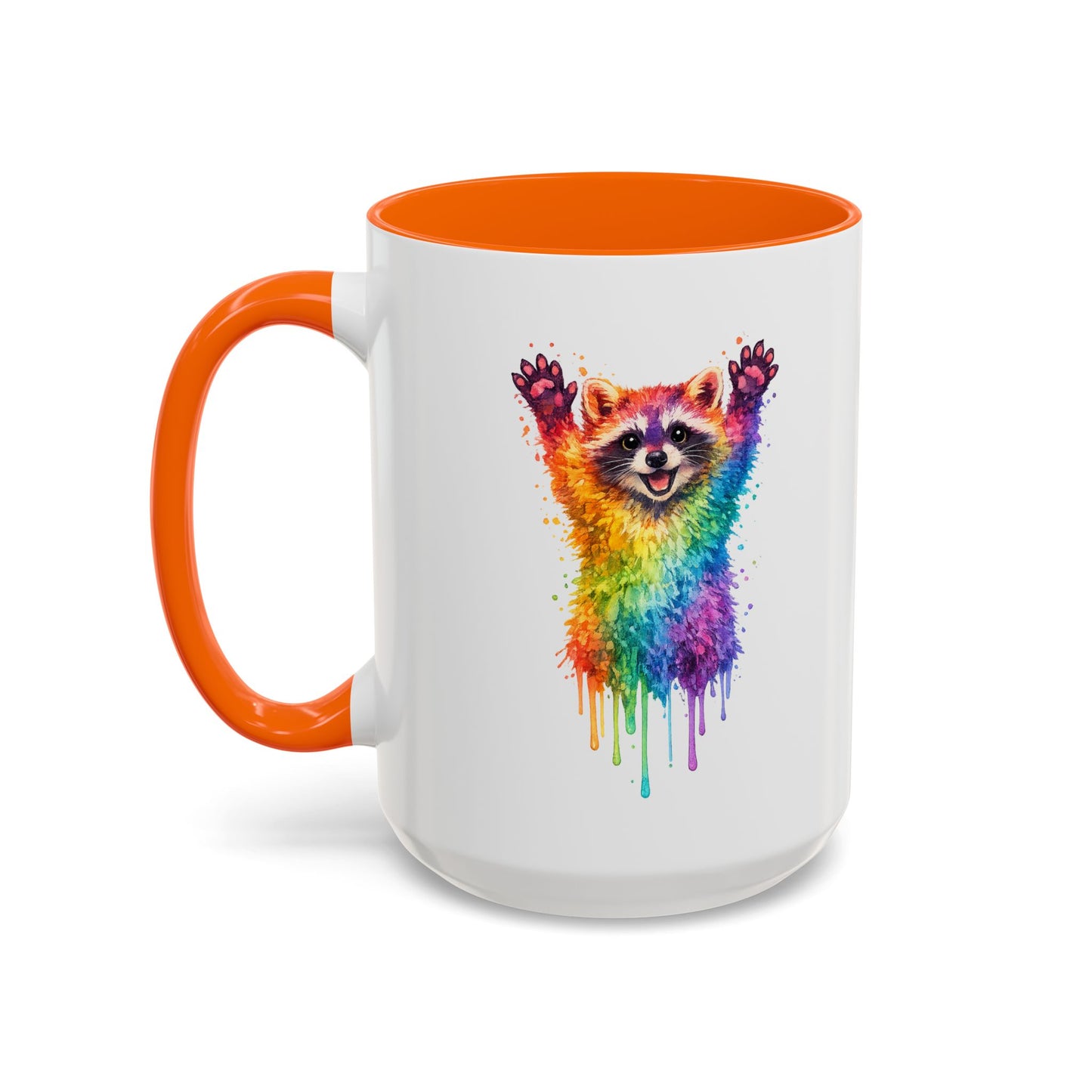 Cheerful Watercolor Raccoon Accent Coffee Mug