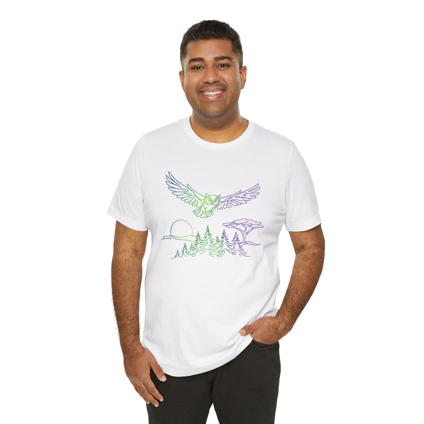 Owl | Colorful Line-Work T-Shirt