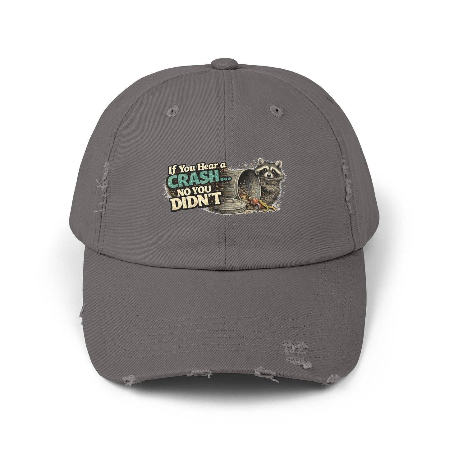 Crash Distressed Cap — Raccoon Mom/Dad Funny Dad Hat