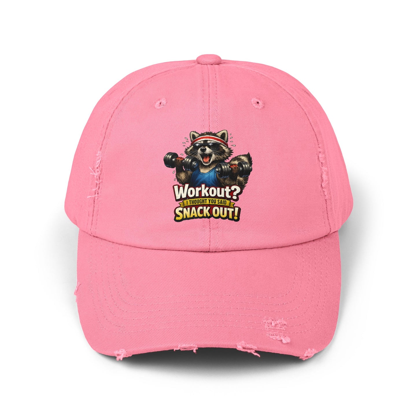 Snack Out Distressed Cap — Raccoon Mom/Dad Funny Dad Hat
