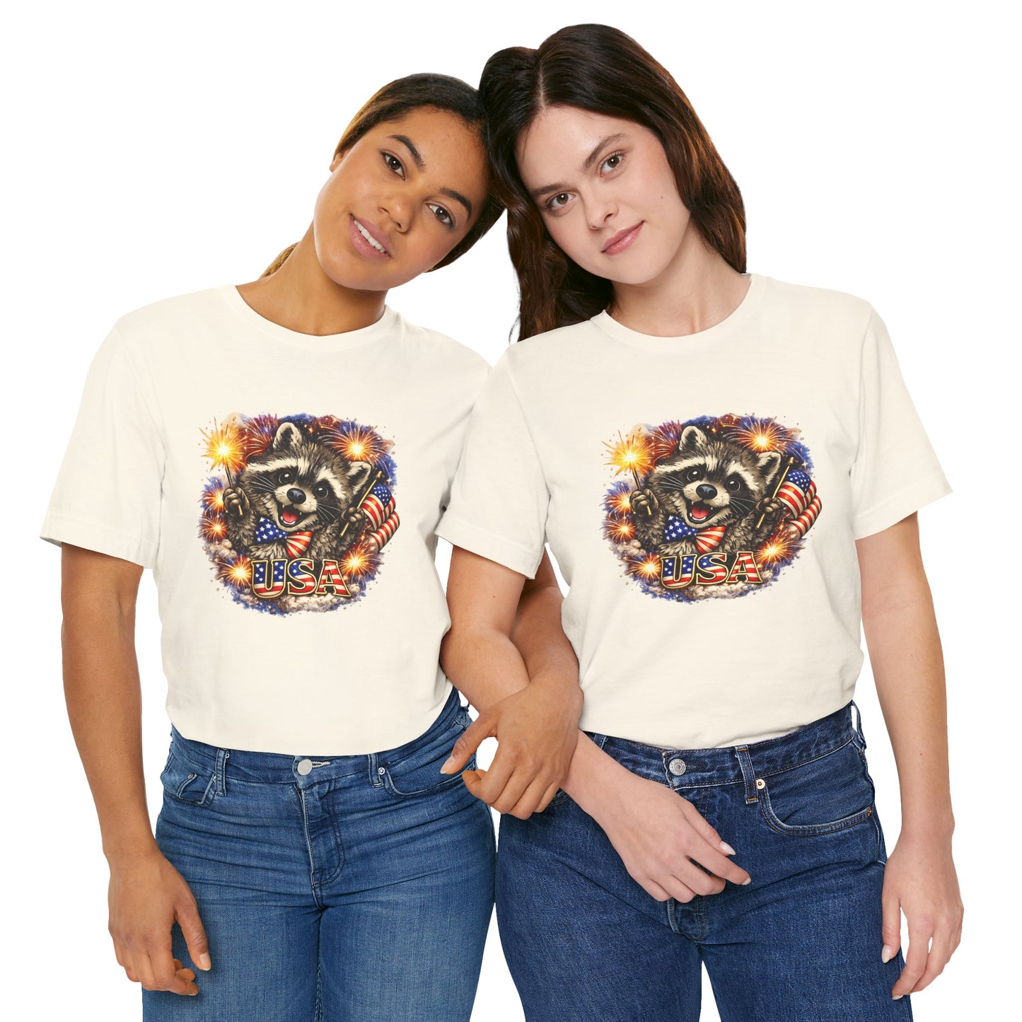 Patriot Raccoon 250th Anniversary T-Shirt — 4th of July Fireworks Flag Tee