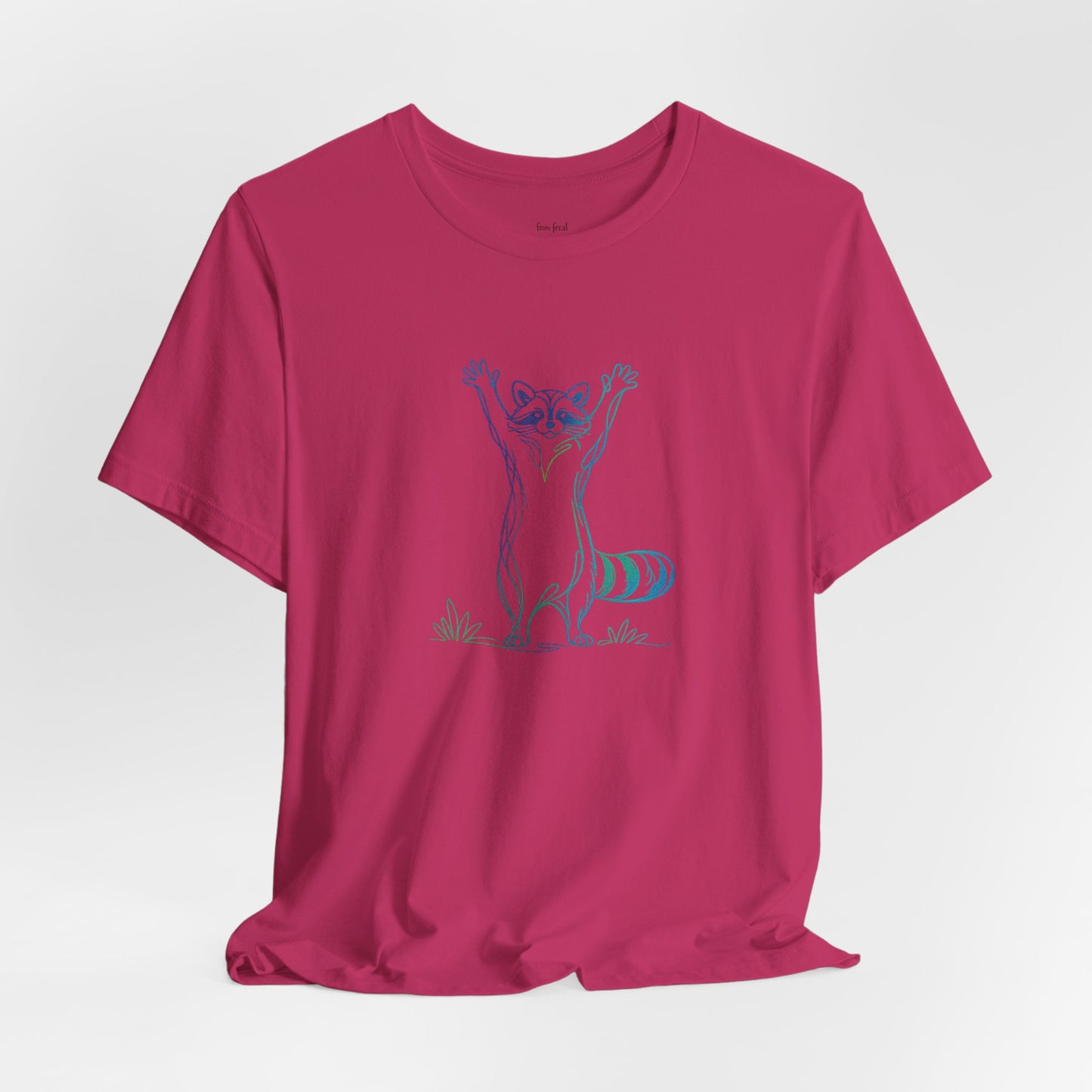 Raccoon Tee — Minimal Line Raccoon Scenic Graphic T-Shirt