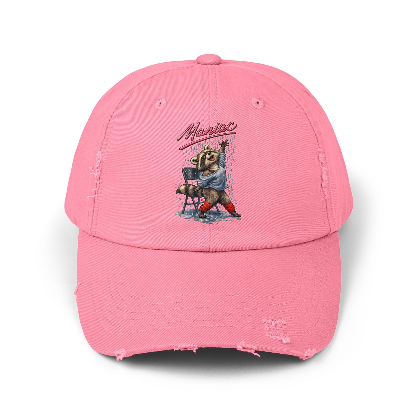 Maniac Distressed Cap — Raccoon Mom/Dad Funny Dad Hat