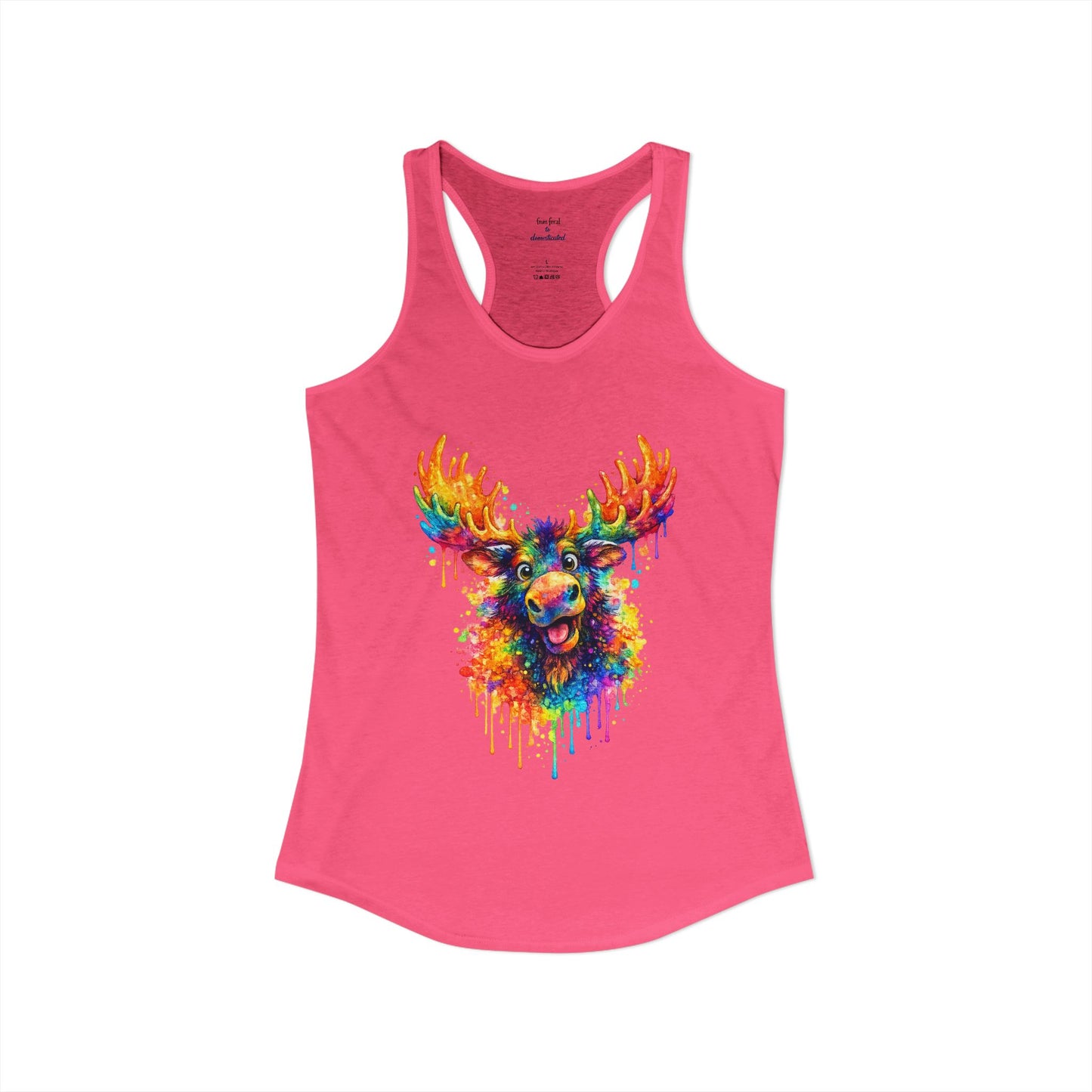 Watercolor Wildlife Moose Racerback Tank