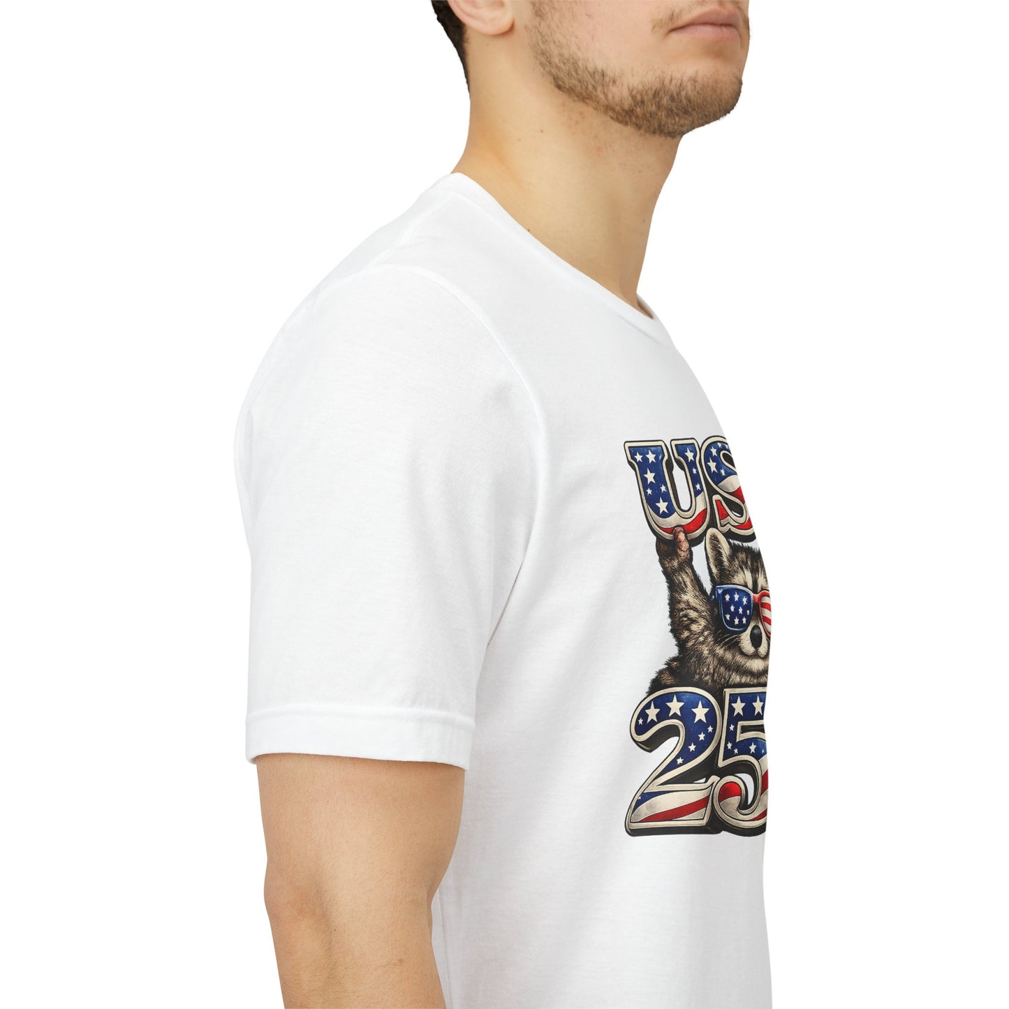 Patriot Raccoon 250th Anniversary T-Shirt — 4th of July Fireworks Flag Tee