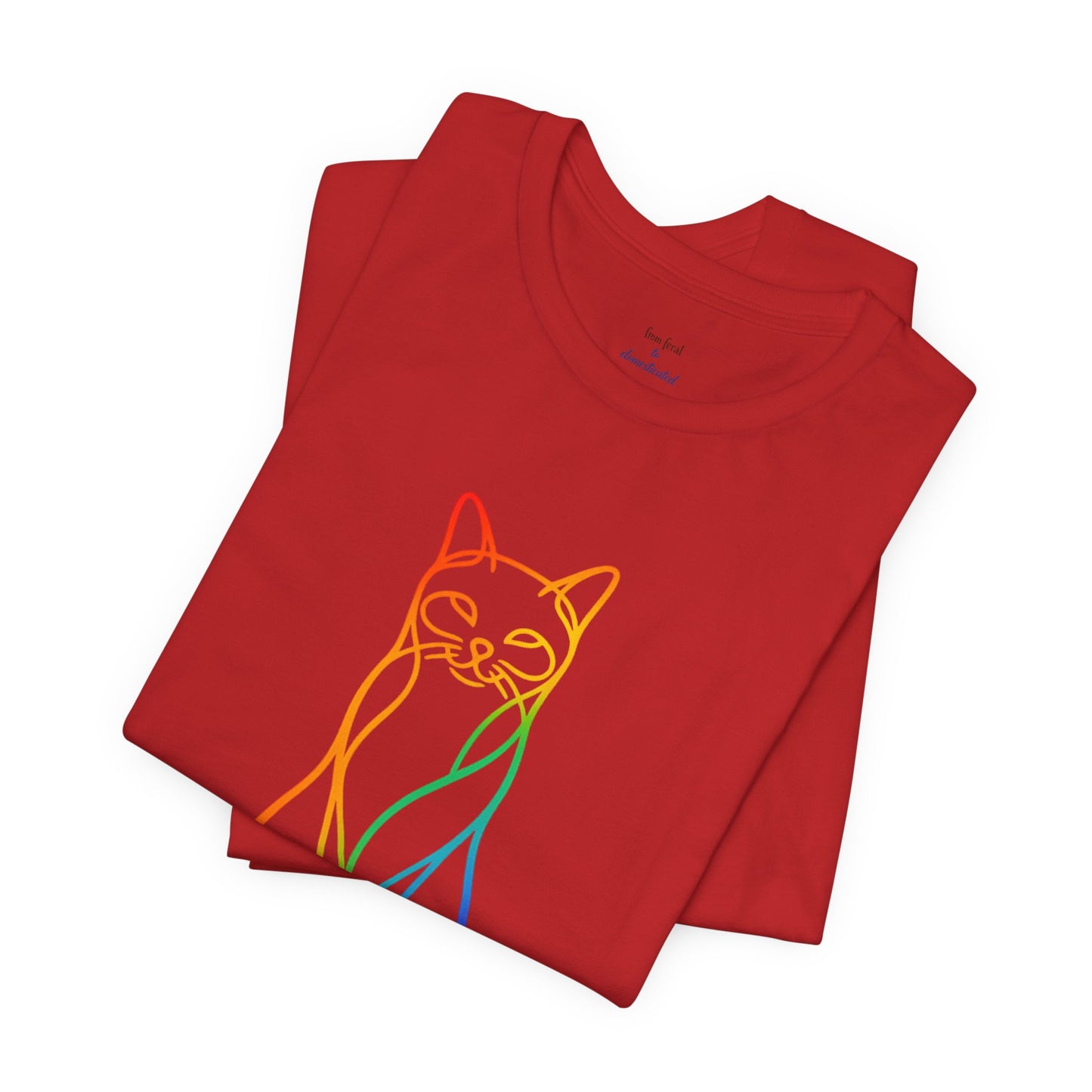 Colorful Line-Work Sitting Cat T-Shirt