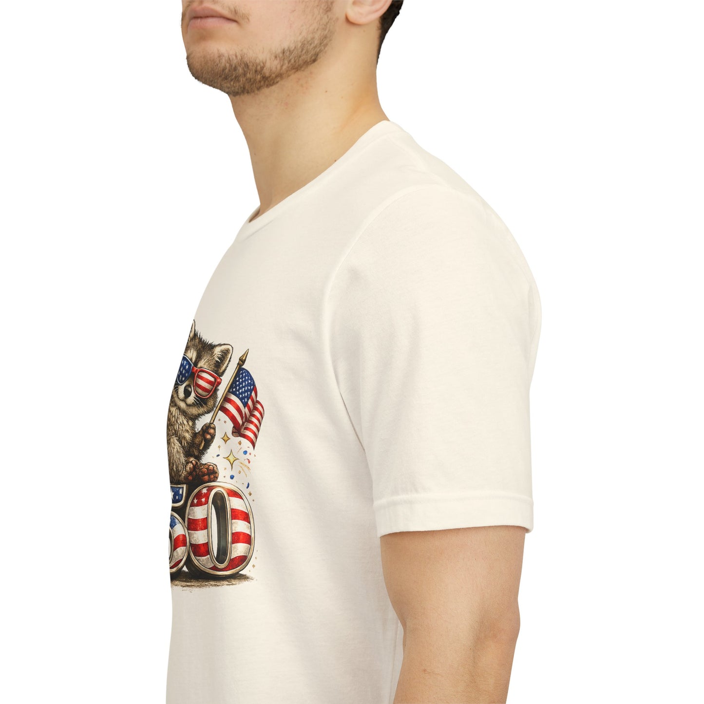 Patriot Raccoon 250th Anniversary T-Shirt — 4th of July Fireworks Flag Tee