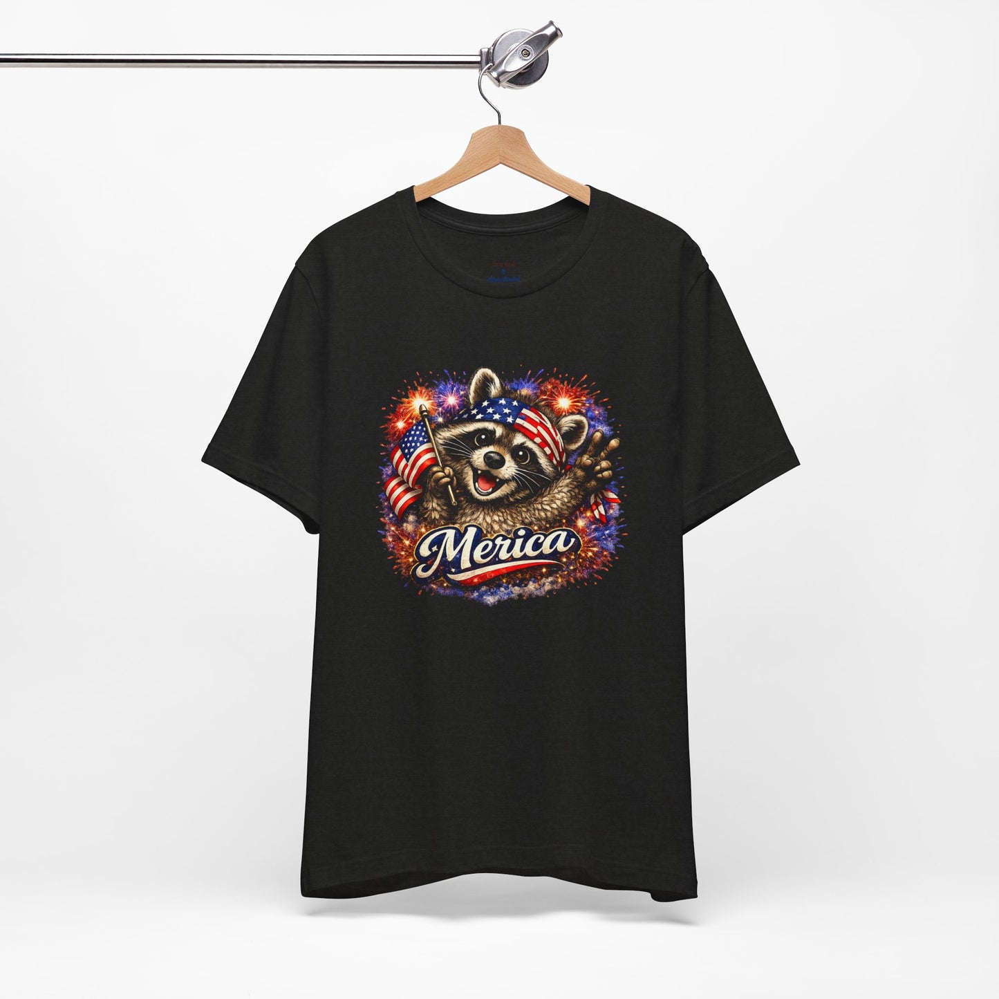 Patriot Raccoon 250th Anniversary T-Shirt — 4th of July Fireworks Flag Tee