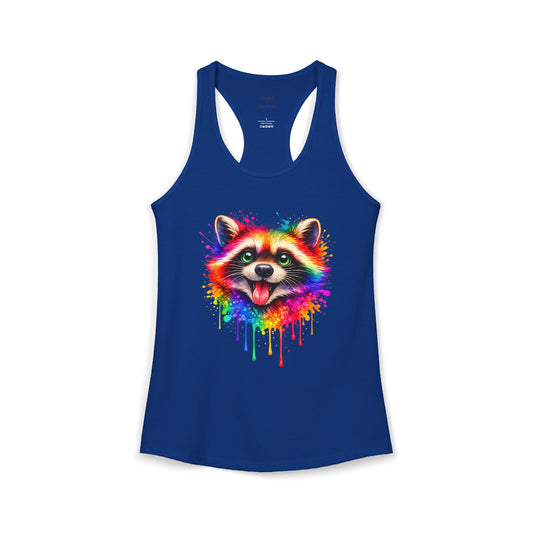 Watercolor Wildlife Raccoon Racerback Tank