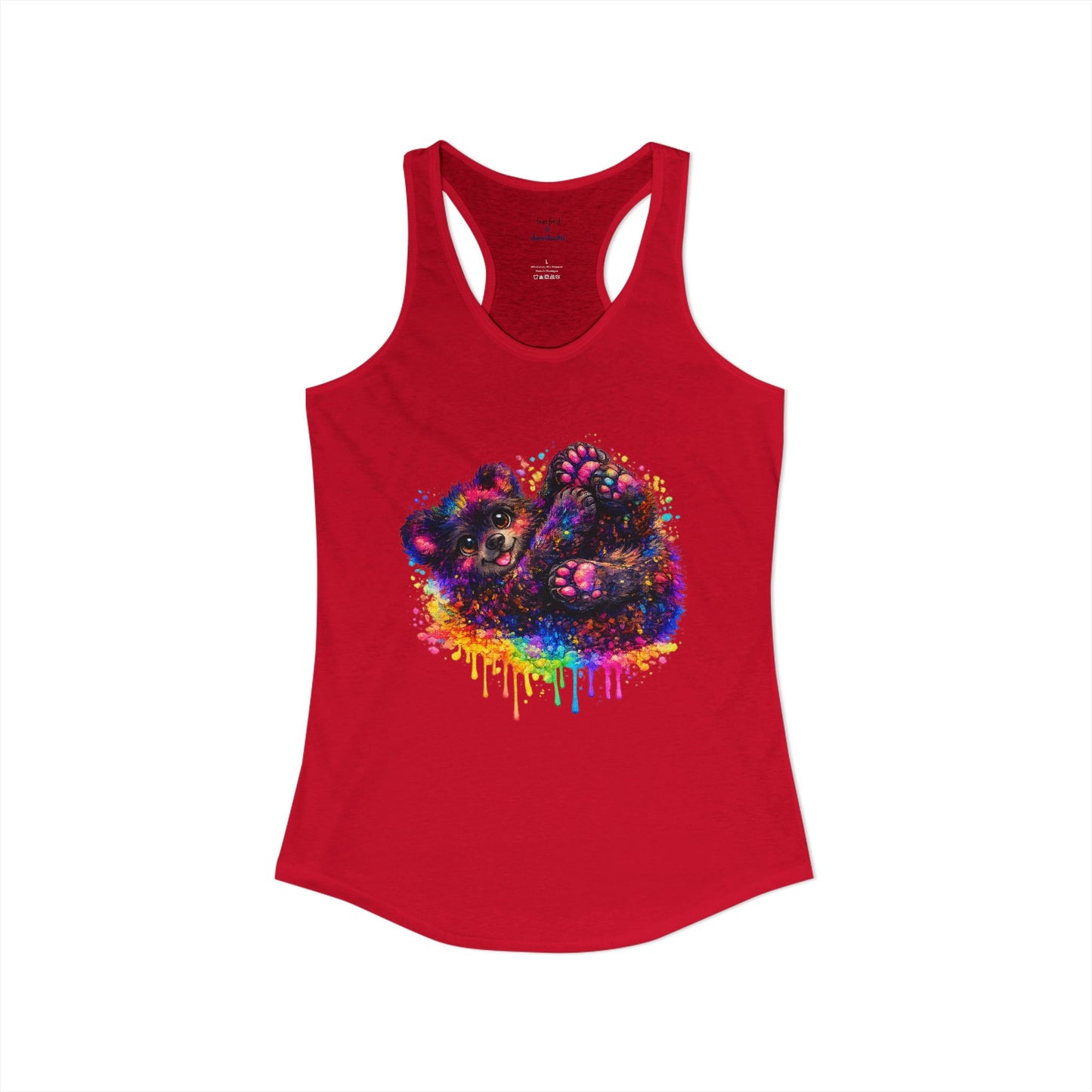 Watercolor Wildlife Bear Cub Racerback Tank