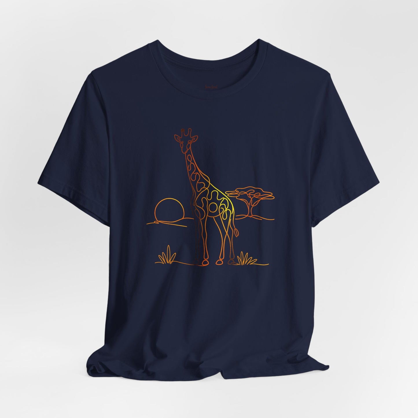 Giraffe Sunset Tee — Minimal Line Art Safari T-Shirt