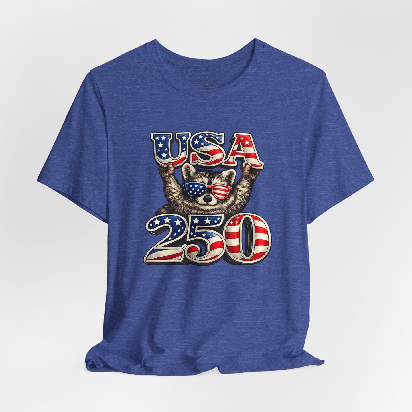 Patriot Raccoon 250th Anniversary T-Shirt — 4th of July Fireworks Flag Tee