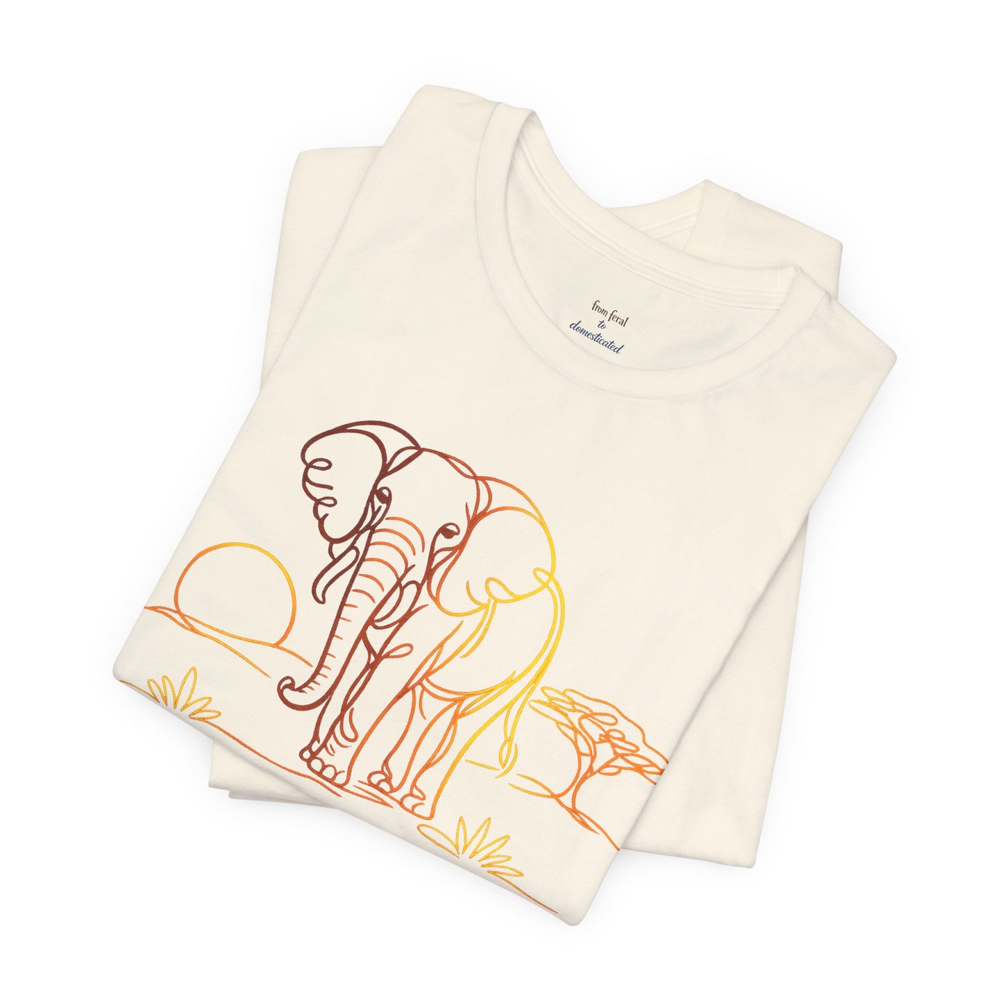 Elephant Sunset Tee — Minimal Line Art Safari T-Shirt