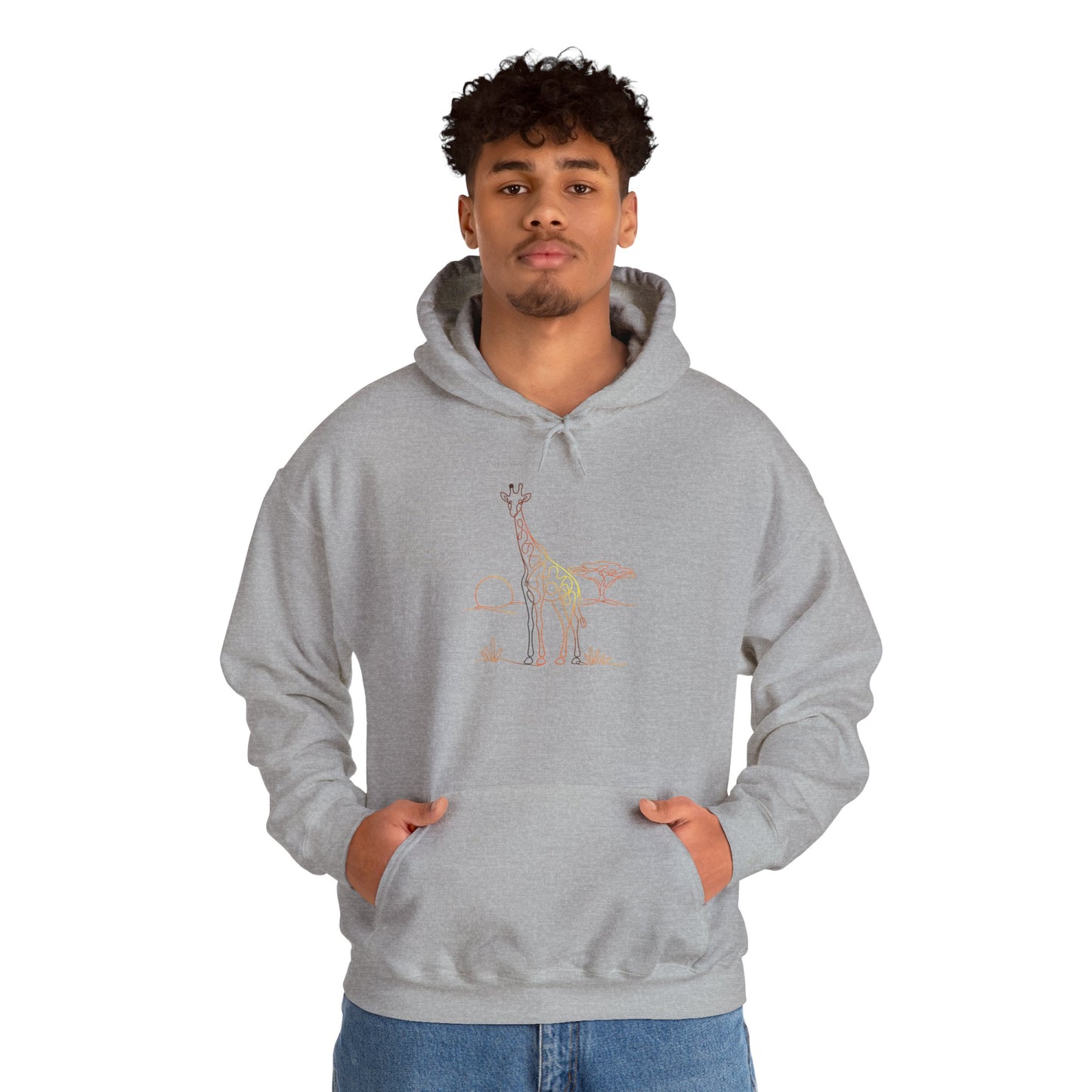 Giraffe Line Art Hoodie – Minimal Safari Illustration
