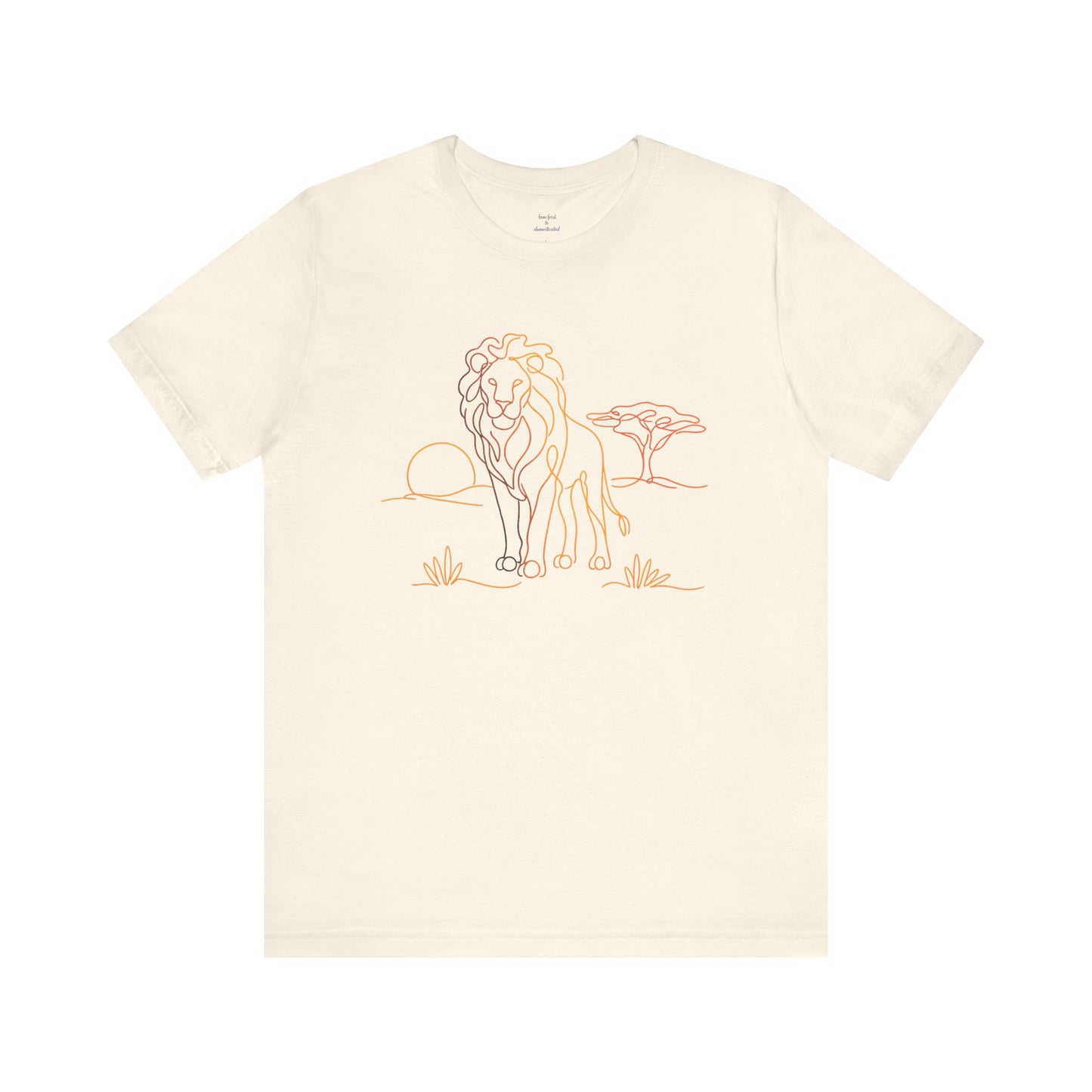 Lion Sunset Tee — Minimal Line Art Safari T-Shirt