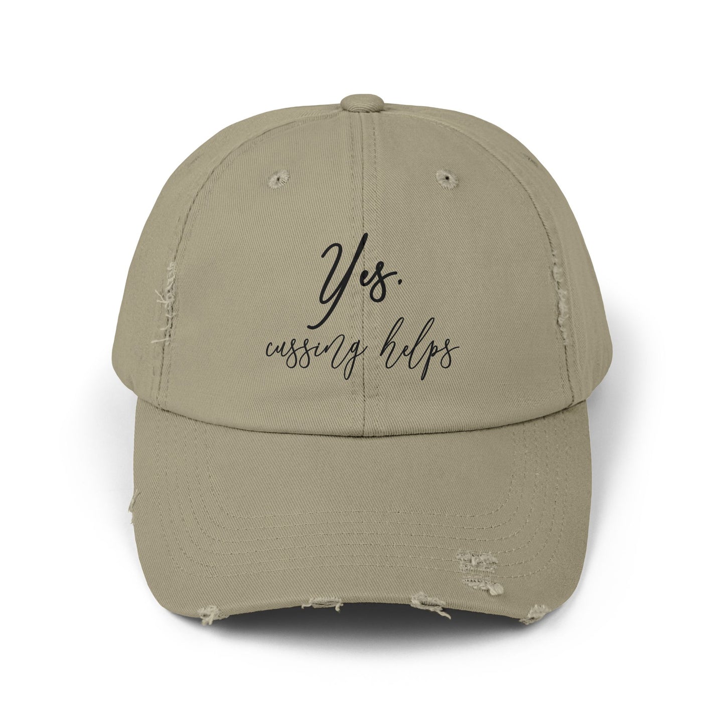 "Cussing Helps" Distressed Cap —  Funny Truth Hat