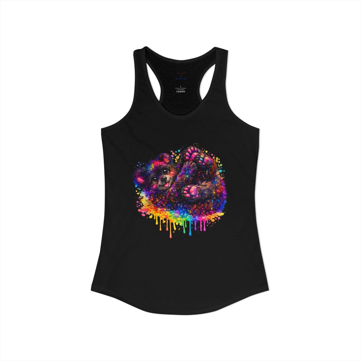 Watercolor Wildlife Bear Cub Racerback Tank