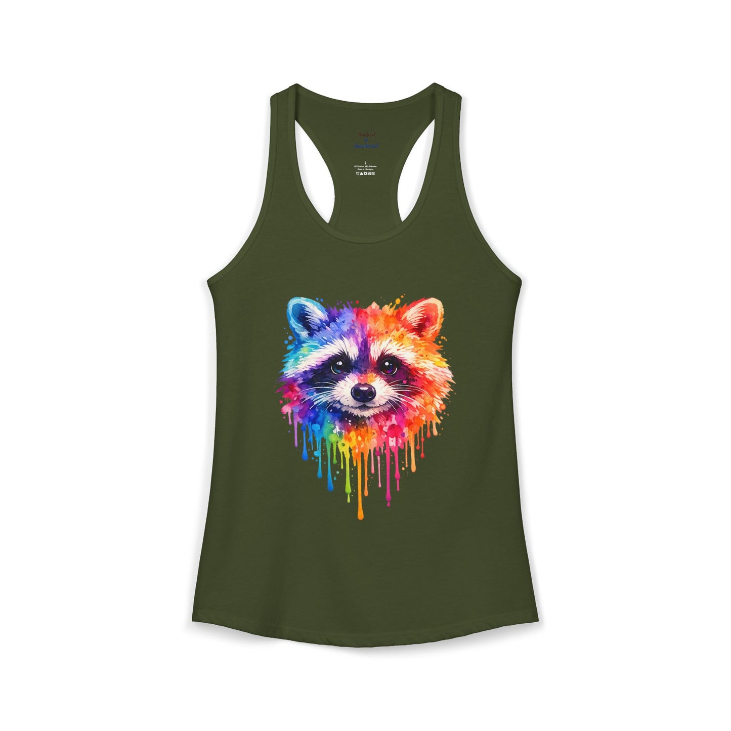 Watercolor Wildlife Raccoon Racerback Tank