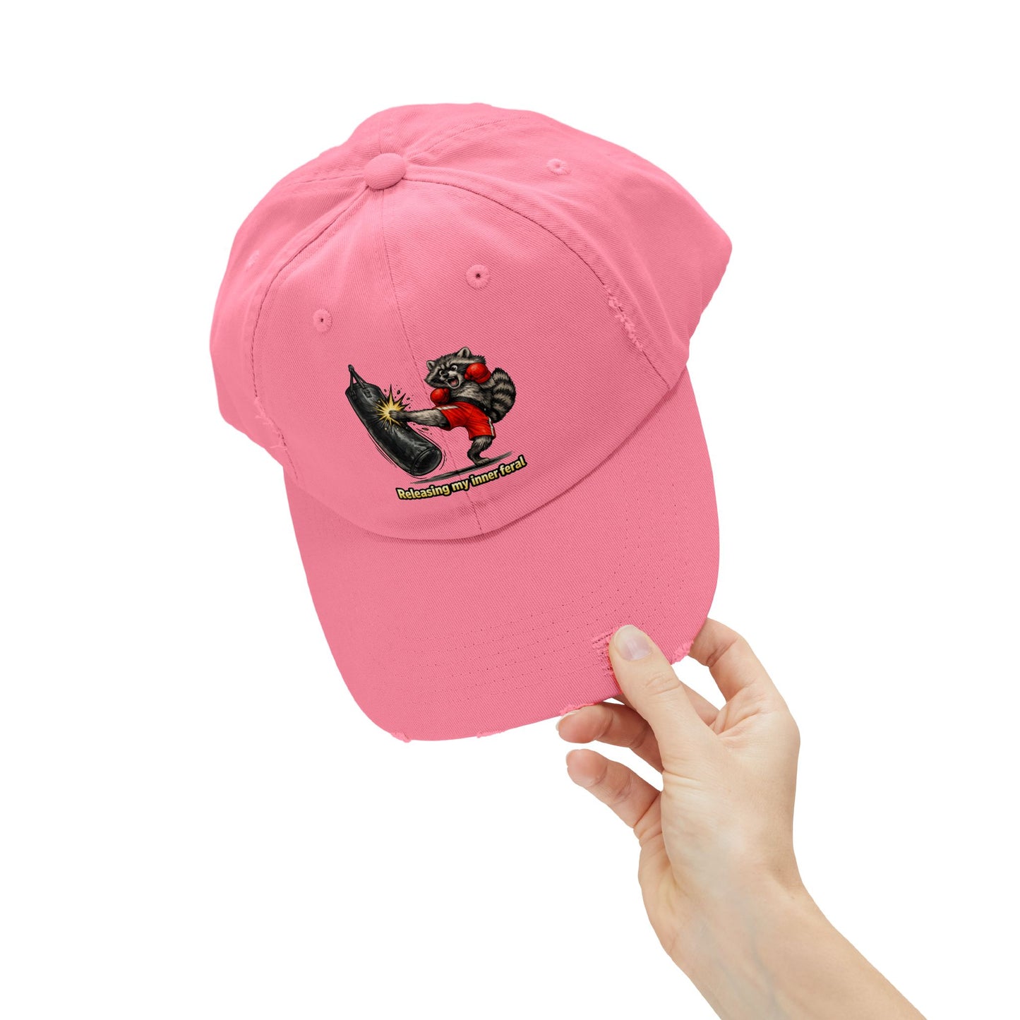 Inner Feral Distressed Cap — Raccoon Mom/Dad Funny Dad Hat