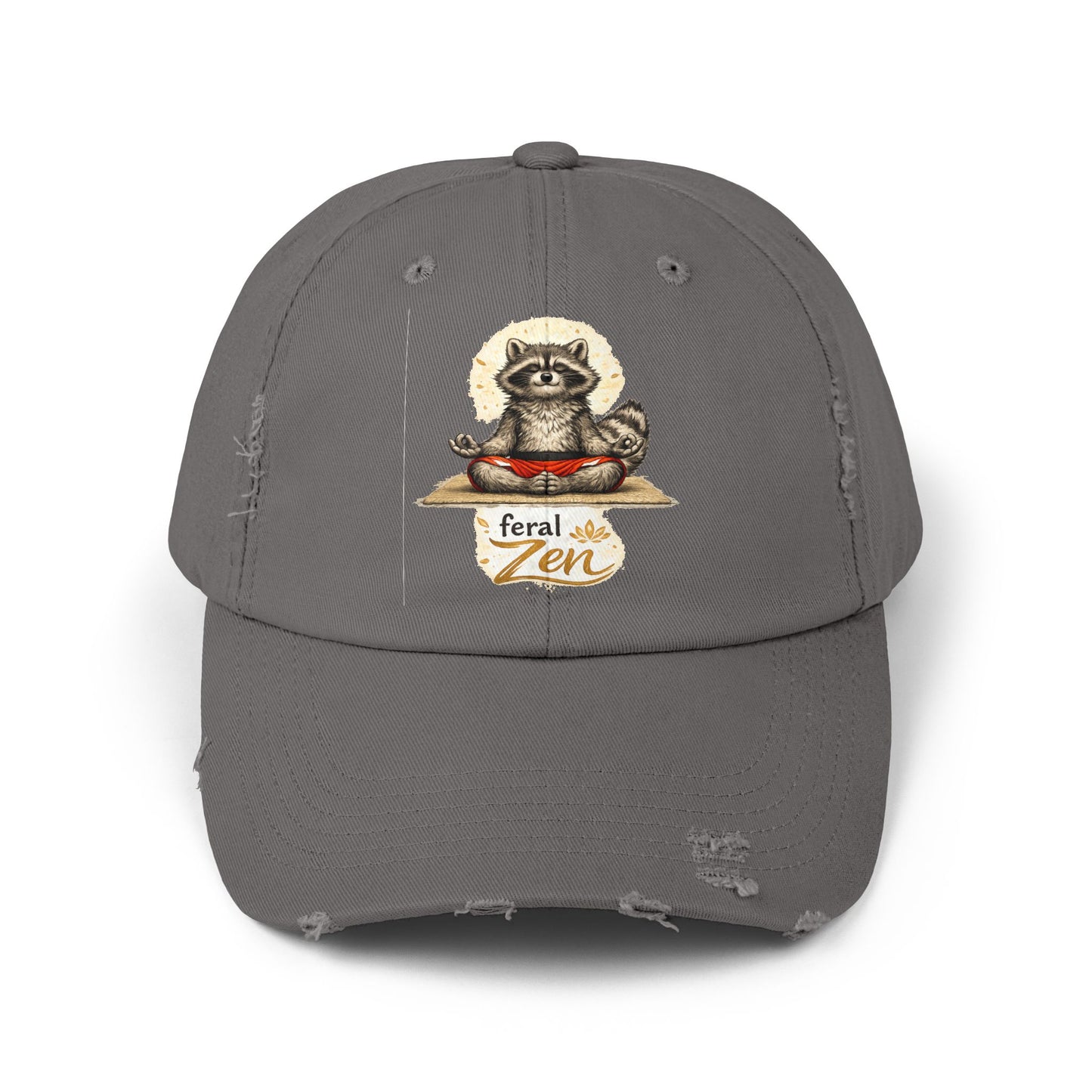 Feral Zen Distressed Cap — Raccoon Mom/Dad Funny Dad Hat