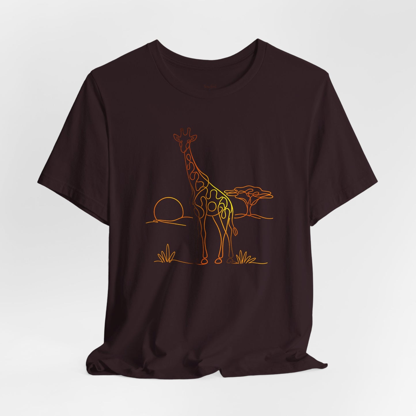Giraffe Sunset Tee — Minimal Line Art Safari T-Shirt