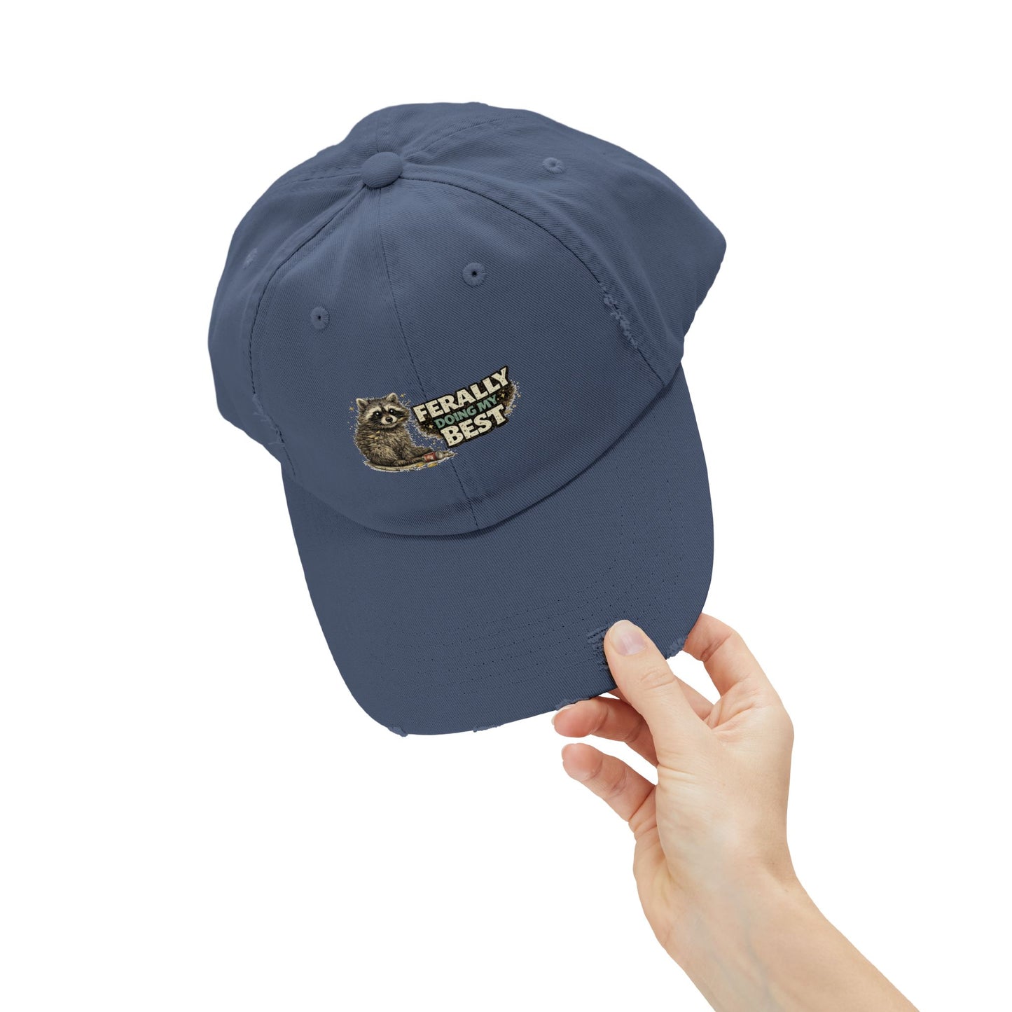 Ferally Distressed Cap — Raccoon Mom/Dad Funny Dad Hat