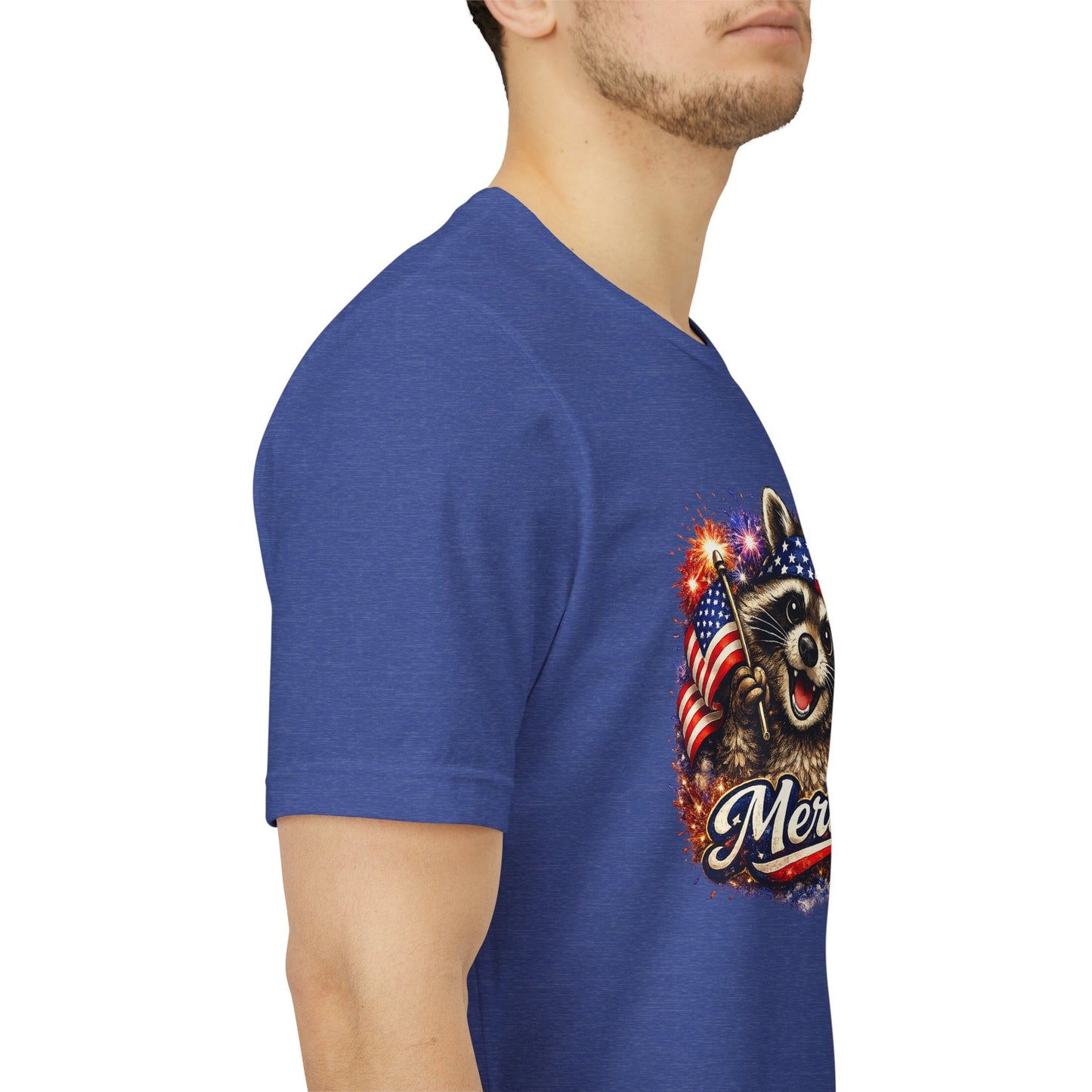 Patriot Raccoon 250th Anniversary T-Shirt — 4th of July Fireworks Flag Tee